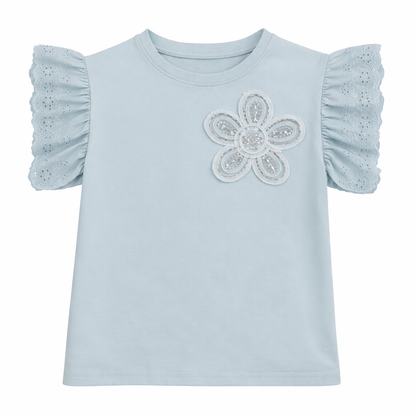 Lace Sleeve Floral Tee