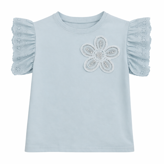 Lace Sleeve Floral Tee