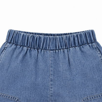 Car Print Polo Tee & Denim Shorts Set