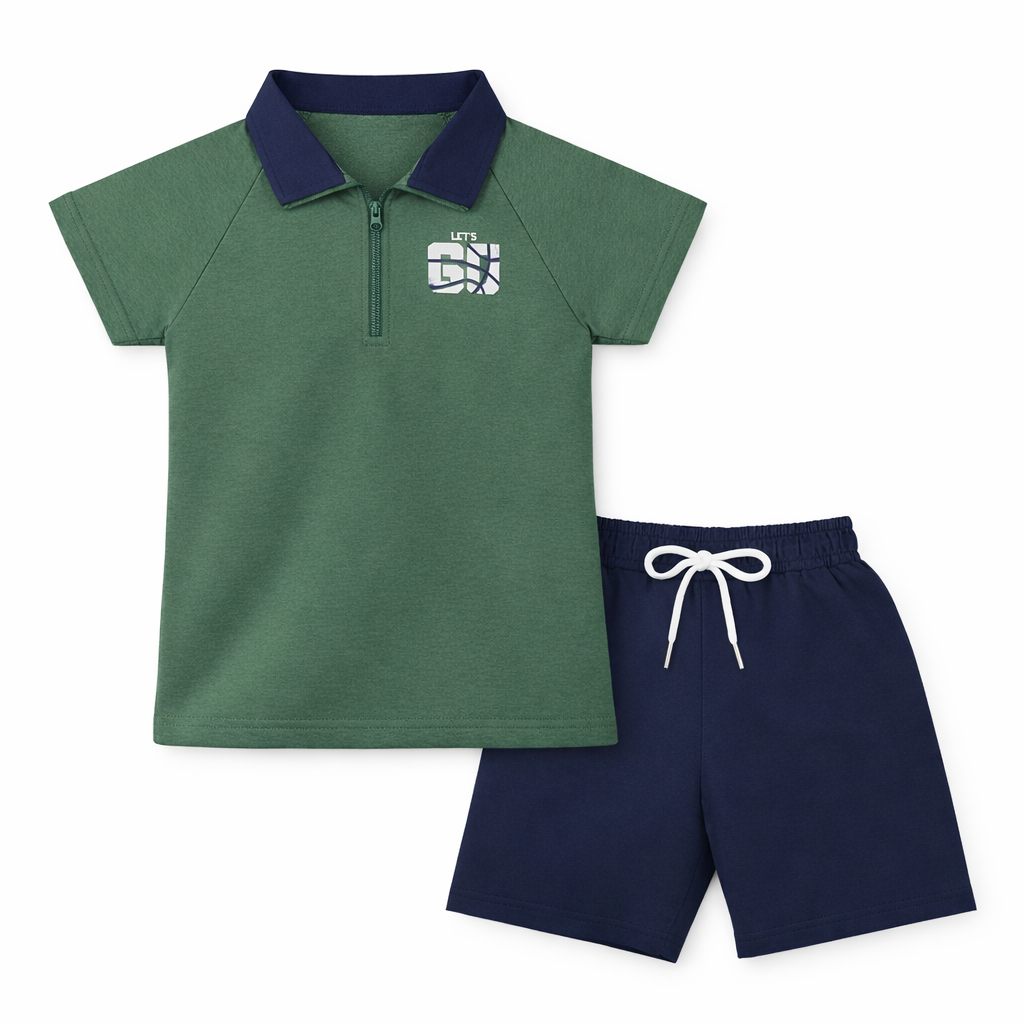 ⁠Green Half-Zip Sport Coord