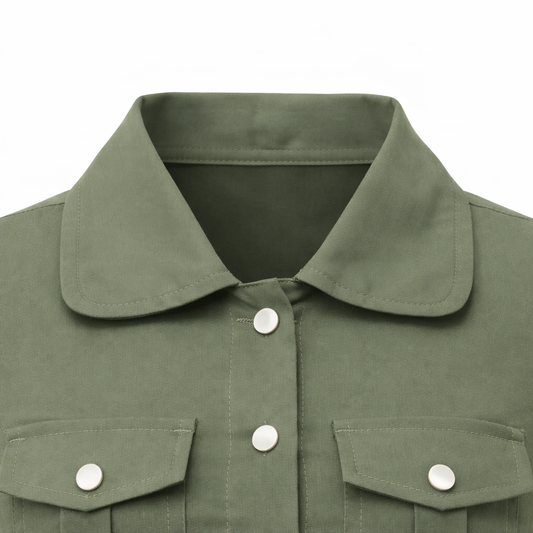 Olive Utility Flare bow Dress