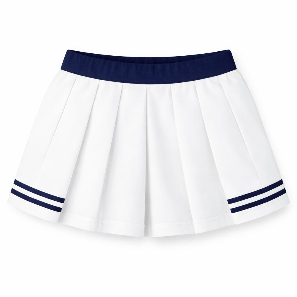 white Polo Pleated Skirt Set