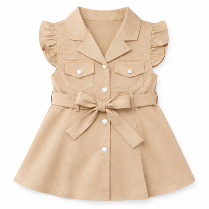 Beige Utility Belted Dress