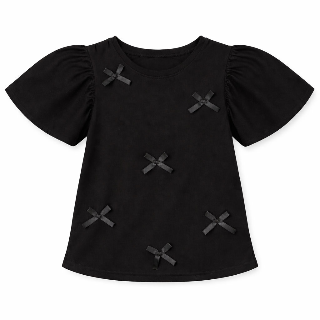 Black Bow Flutter Tee