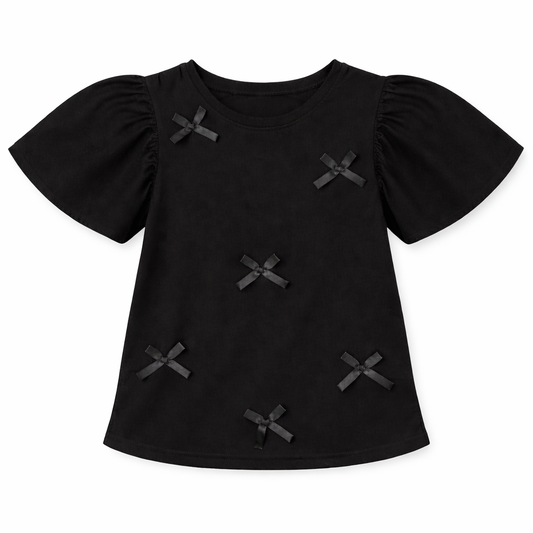 Black Bow Flutter Tee