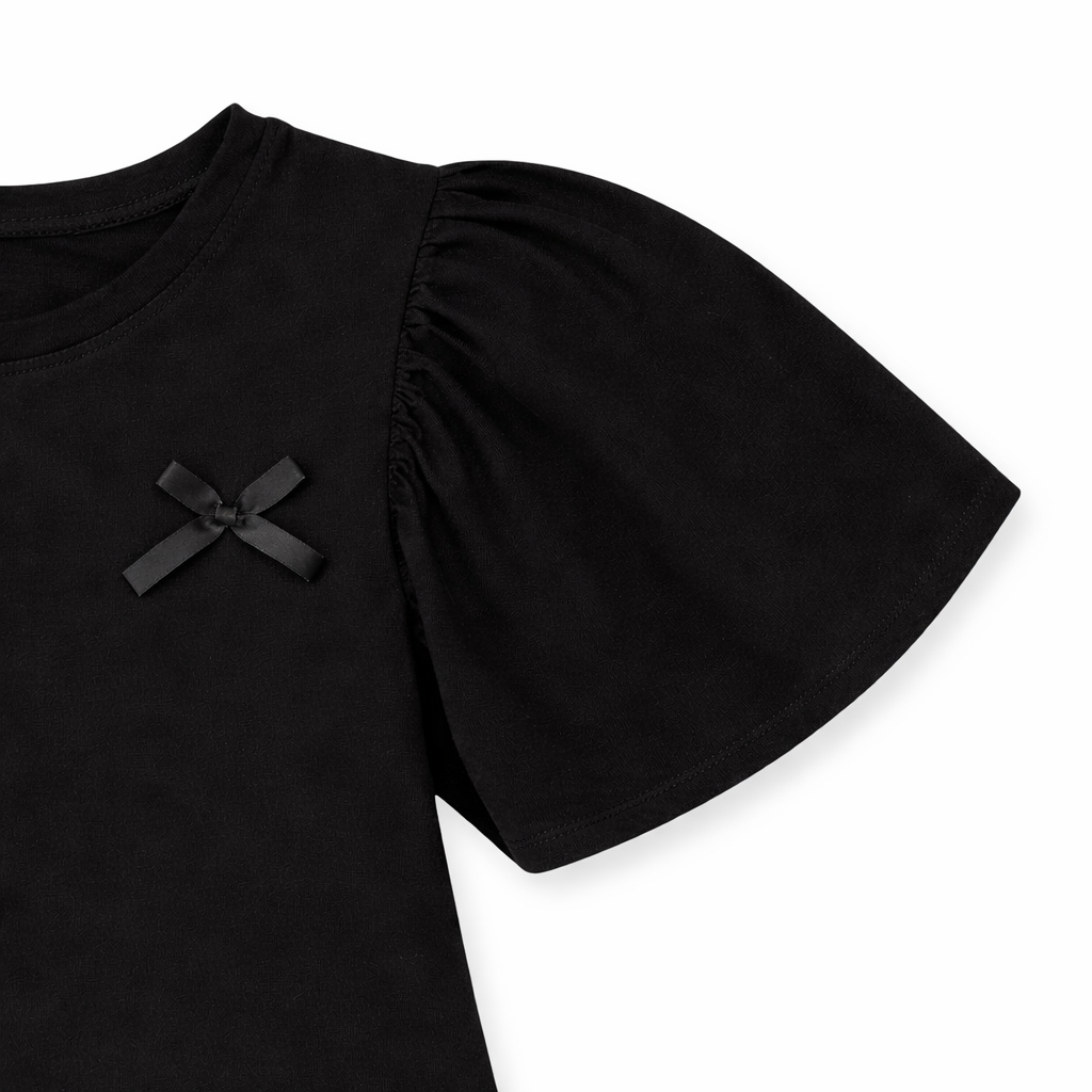 Black Bow Flutter Tee