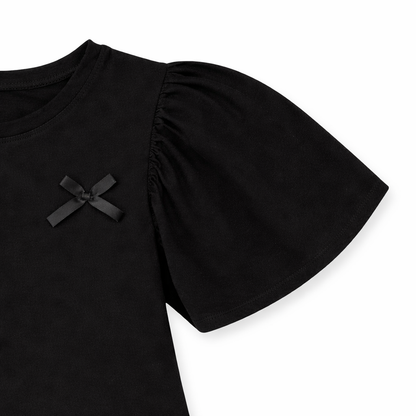 Black Bow Flutter Tee