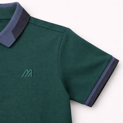 Classic Contrast Green Collar Polo