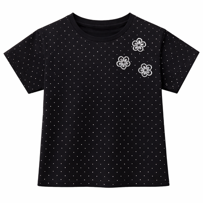 Black embellished polka Tee