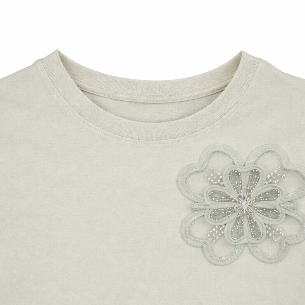 Elegant Floral Appliqué Tee