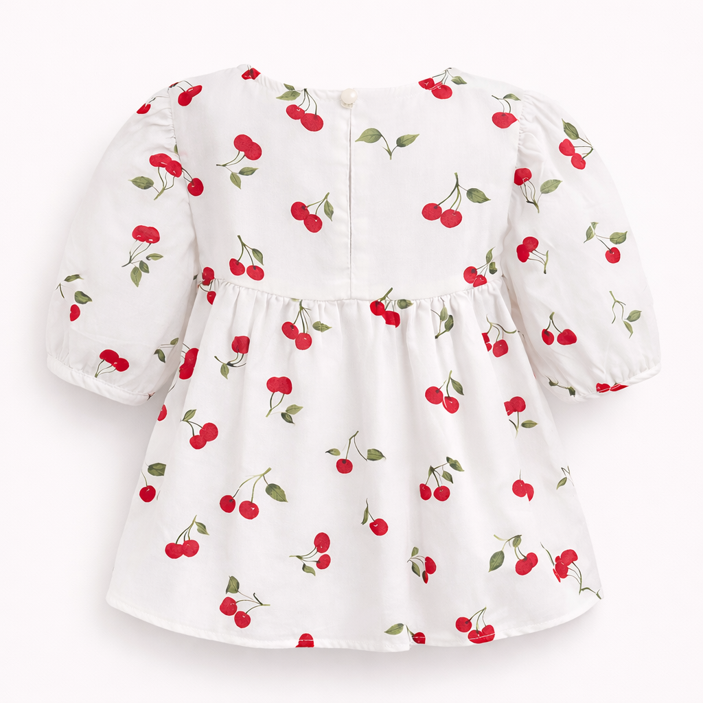 Red Cherry Print Ruffle Top