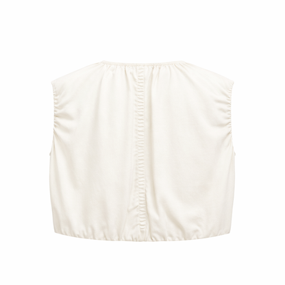 ivory zip crop top