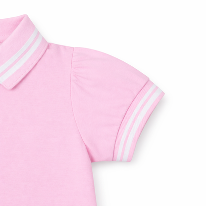 Pink Stripe Collar Polo Tee