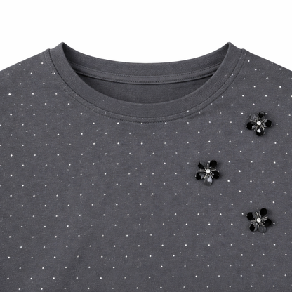 grey embellished polka Tee