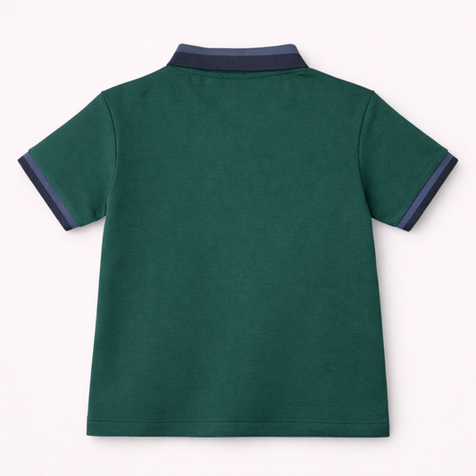Classic Contrast Green Collar Polo