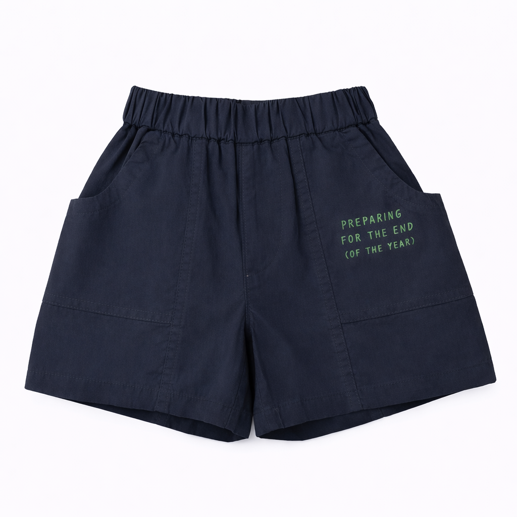 Navy Graphic Pocket Shorts