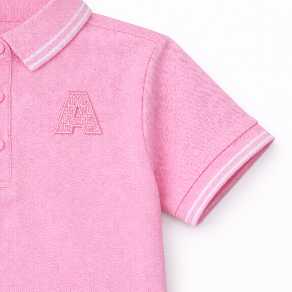Pink “A” Embroidered Polo T-Shirt