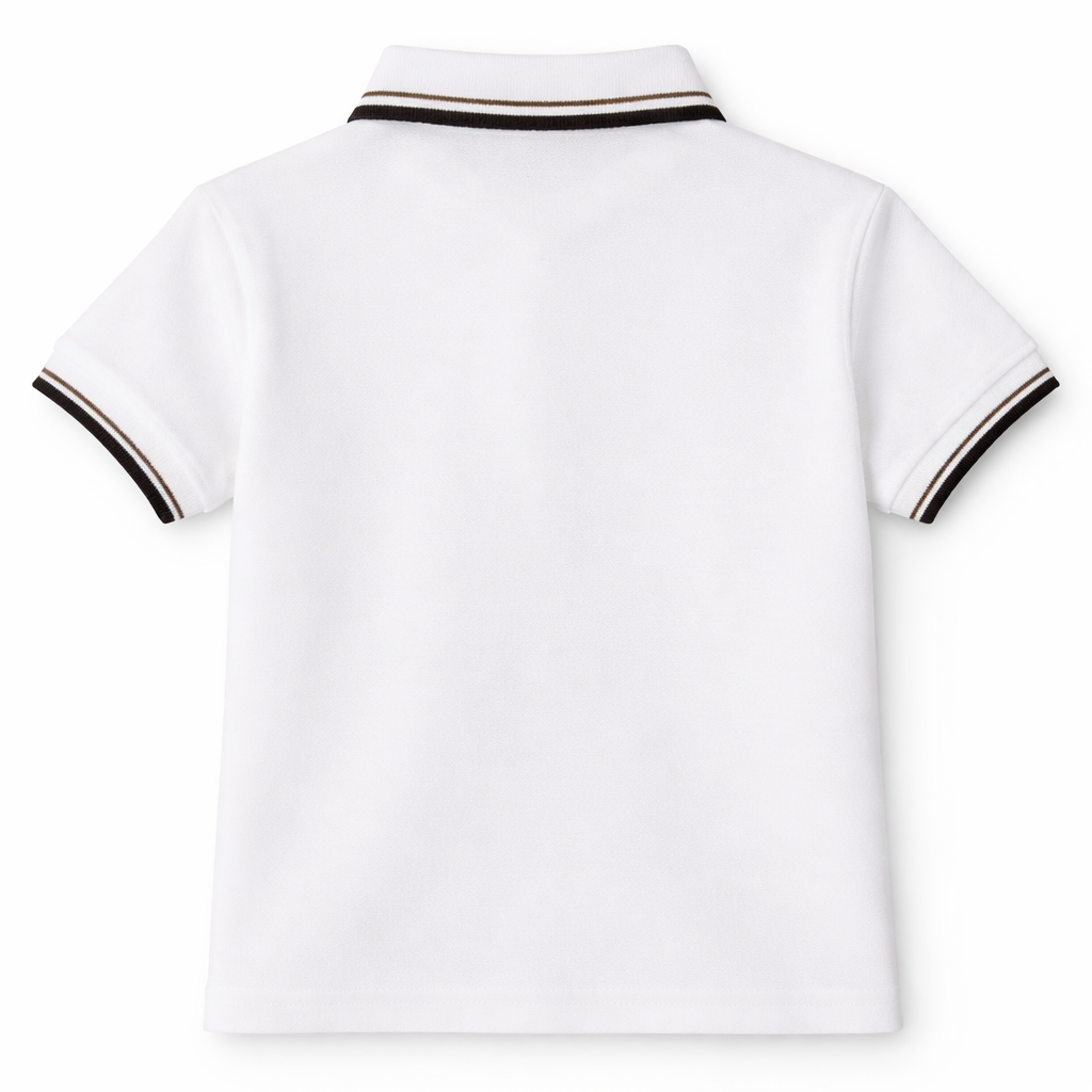 Boys White Horse Appliqué Polo T-Shirt