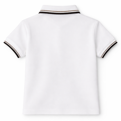 Boys White Horse Appliqué Polo T-Shirt