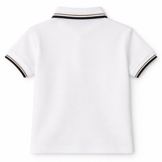 Boys White Horse Appliqué Polo T-Shirt