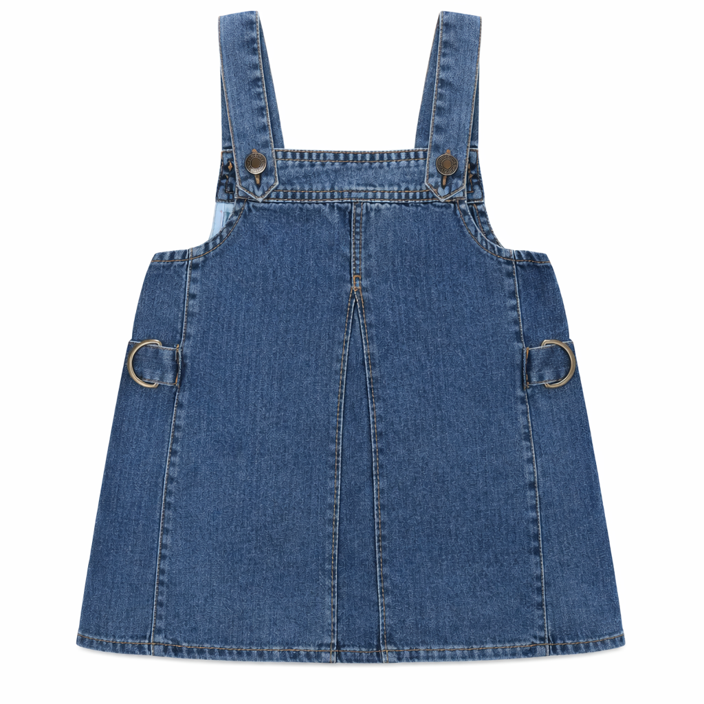 Denim Bow Pinafore Dress Set