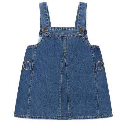 Denim Bow Pinafore Dress Set
