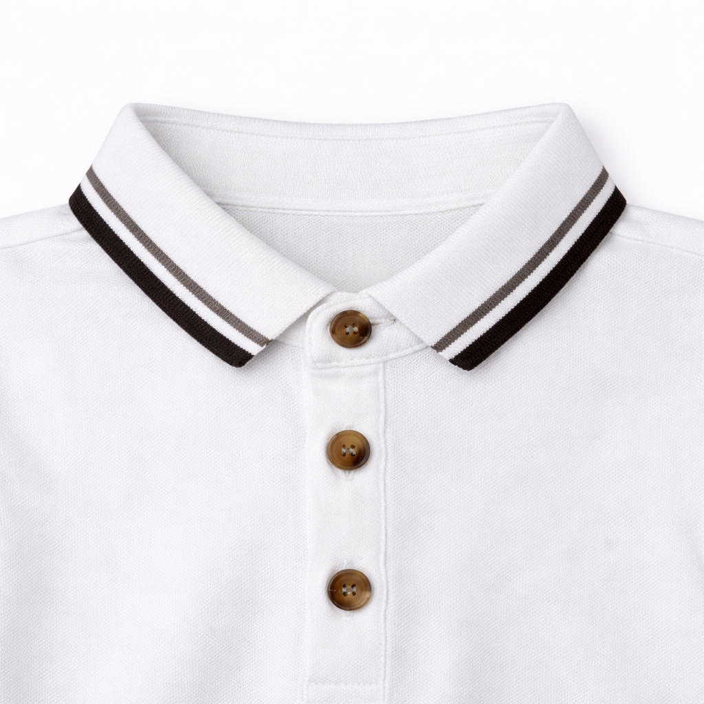 Boys White Horse Appliqué Polo T-Shirt