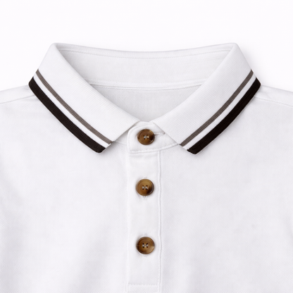 Boys White Horse Appliqué Polo T-Shirt
