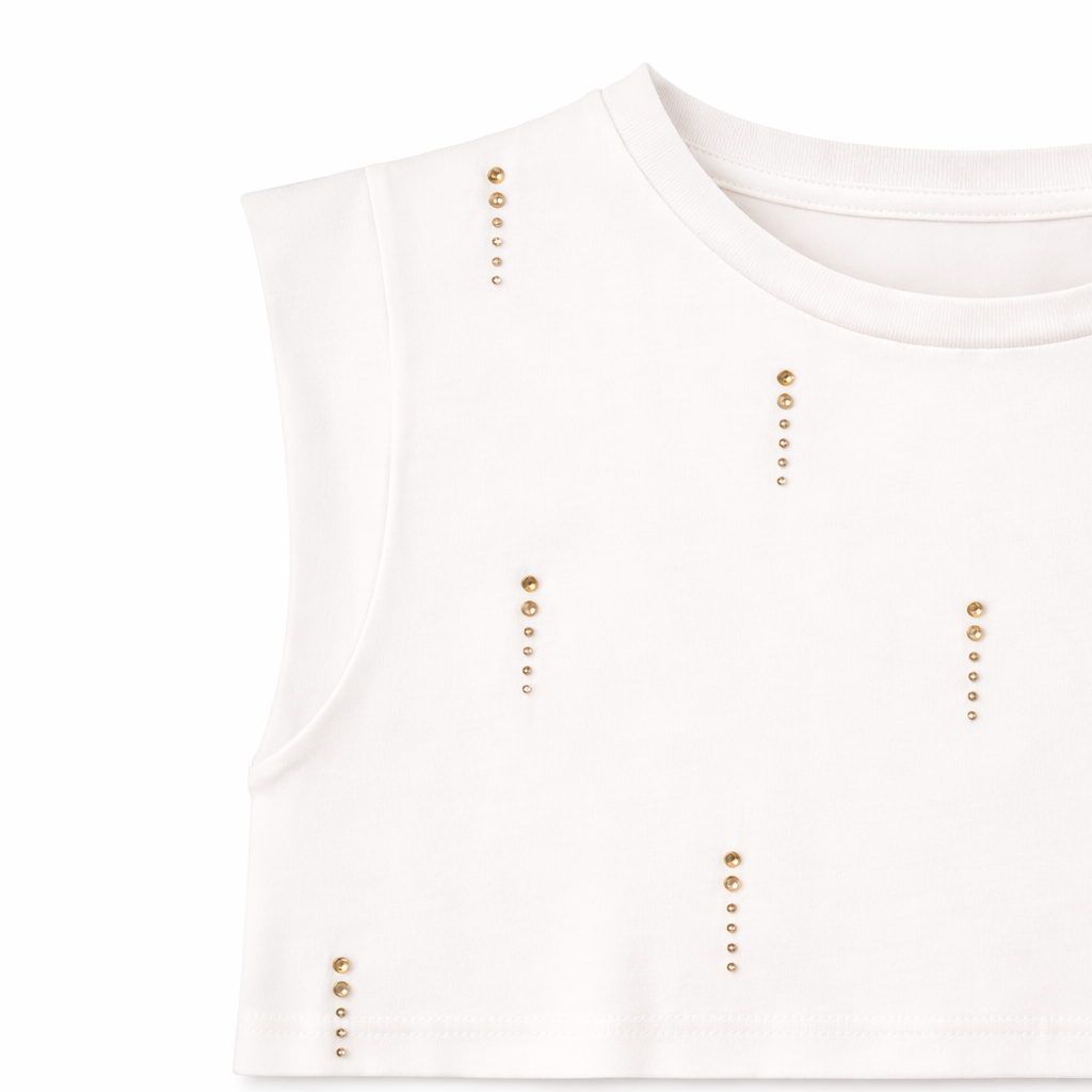 Ivory Studded Sleeveless Top