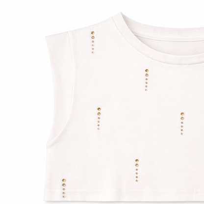 Ivory Studded Sleeveless Top