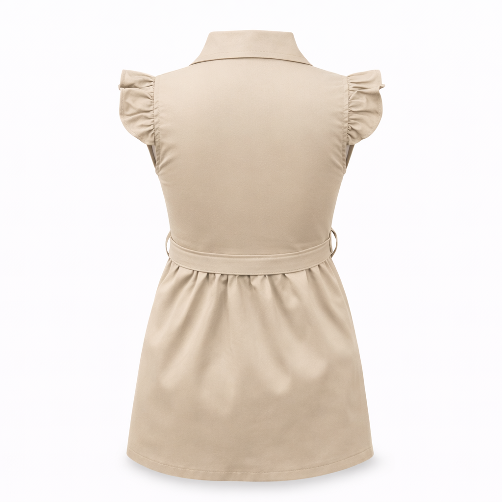 Beige Bow Accent Shirt Dress