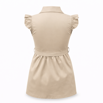 Beige Bow Accent Shirt Dress