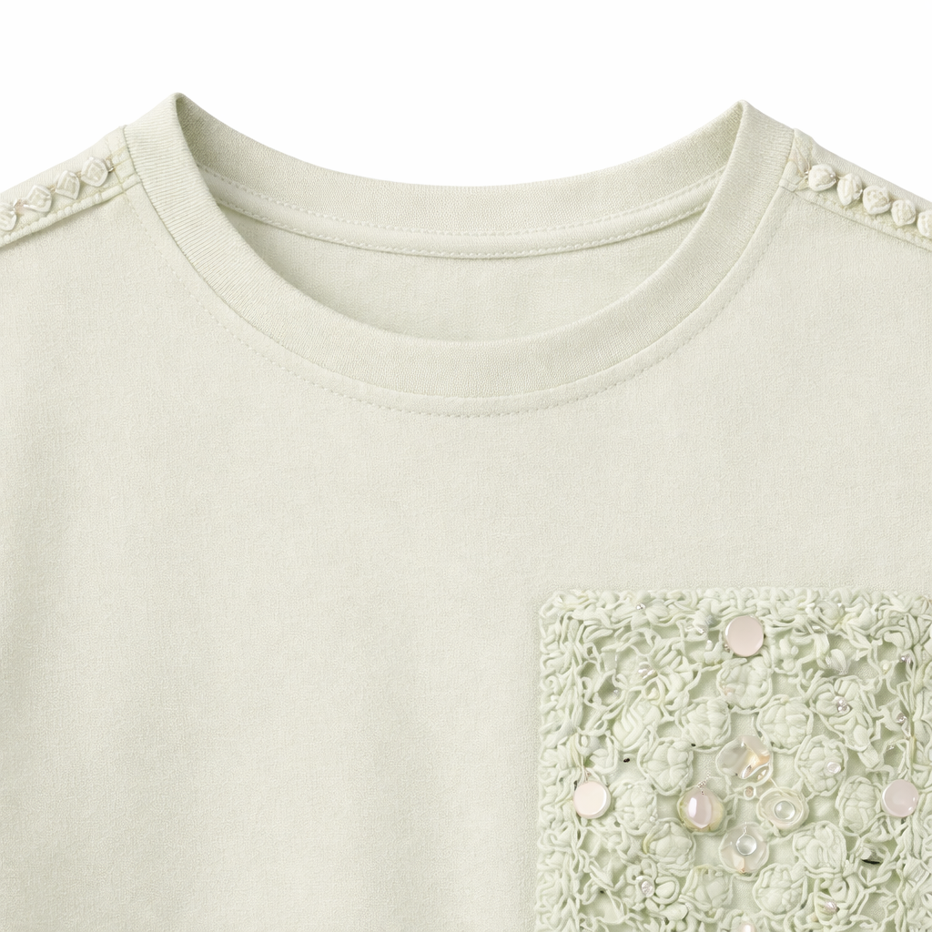 Mint crochet Pocket Tee