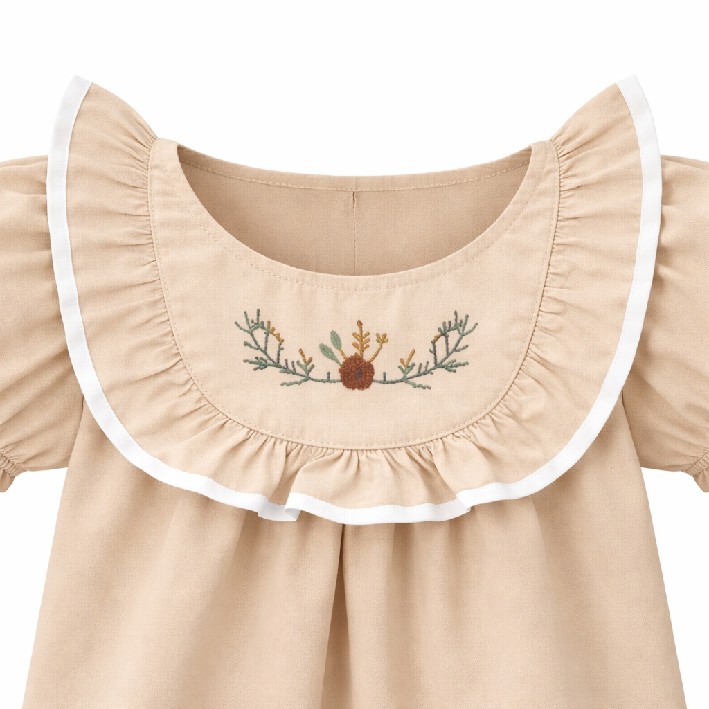 Floral Collar Puff Sleeve Dress