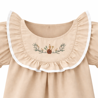 Floral Collar Puff Sleeve Dress
