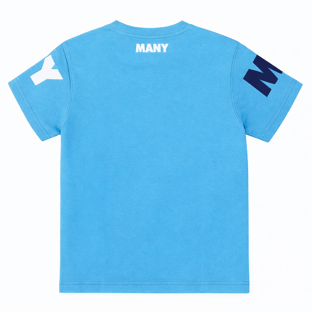 Blue “Many & Many” Graphic T-Shirt