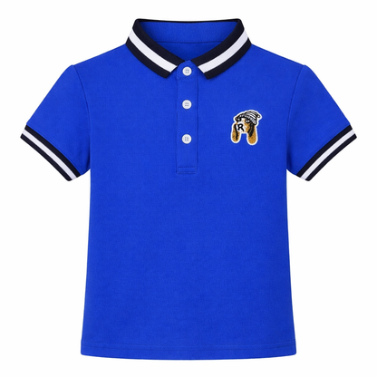 Dog motif blue polo
