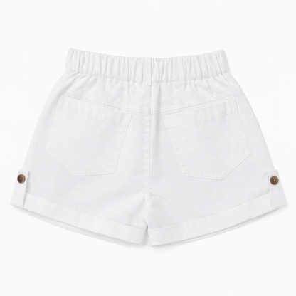 Classic White Belted Shorts