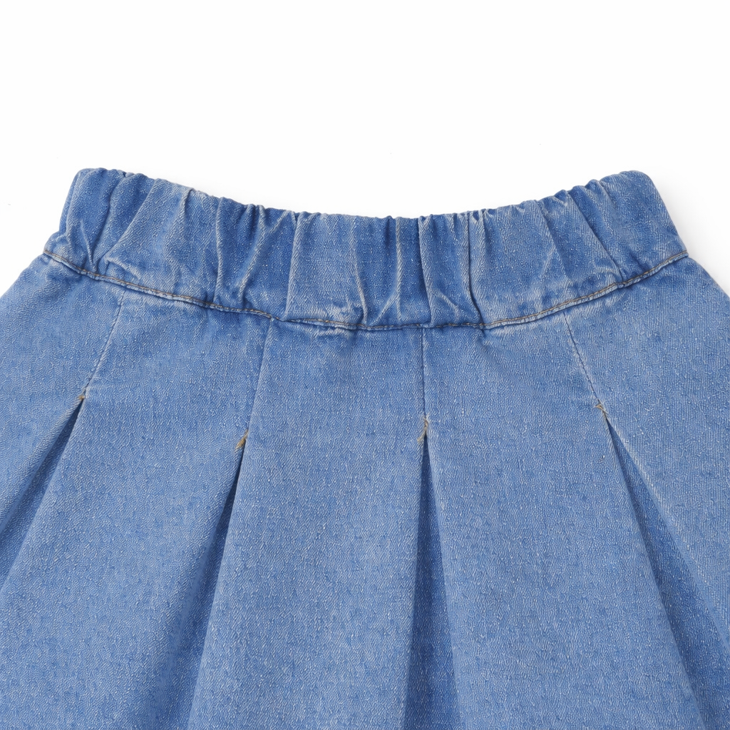 Denim Vest & Pleated Skirt Coord Set