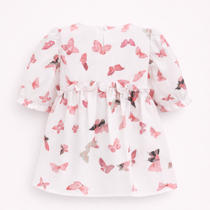 Pink Butterfly Print Top
