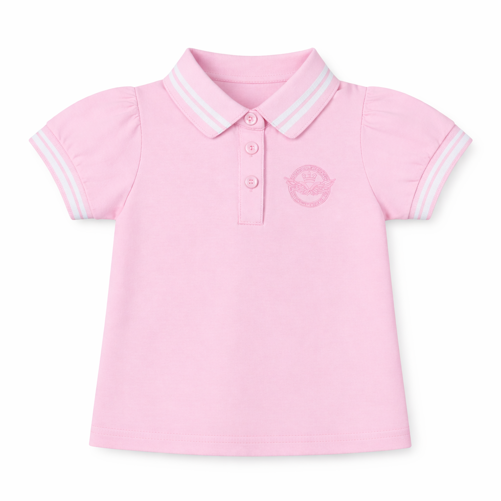 Pink Stripe Collar Polo Tee