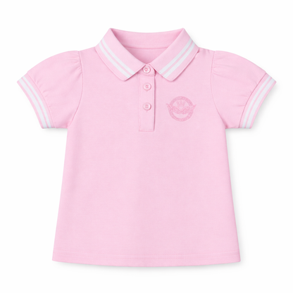 Pink Stripe Collar Polo Tee