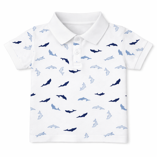 Dolphin Print Polo Tee