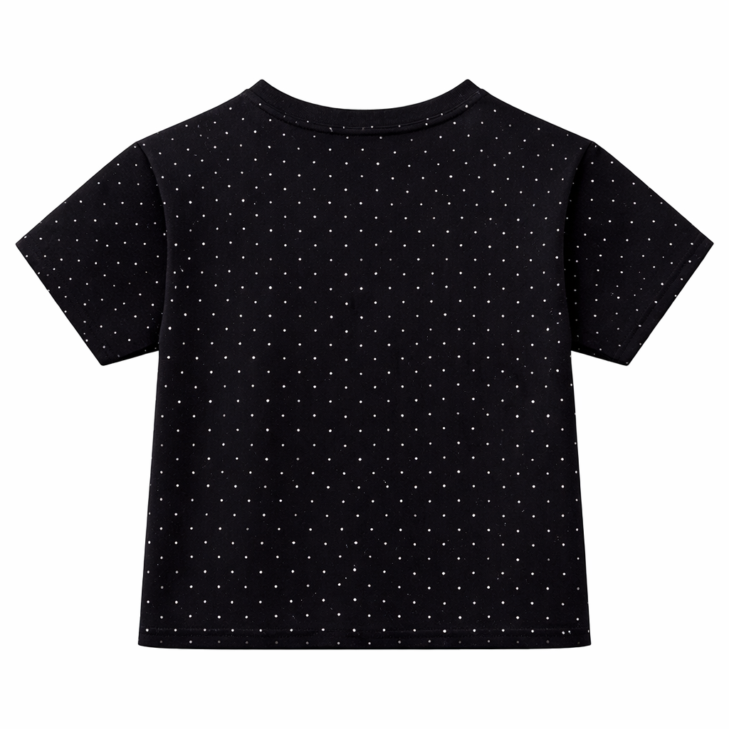 Black embellished polka Tee