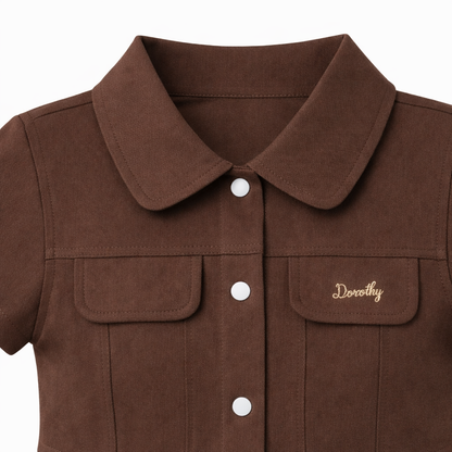 brown Button-Down Belted Dress