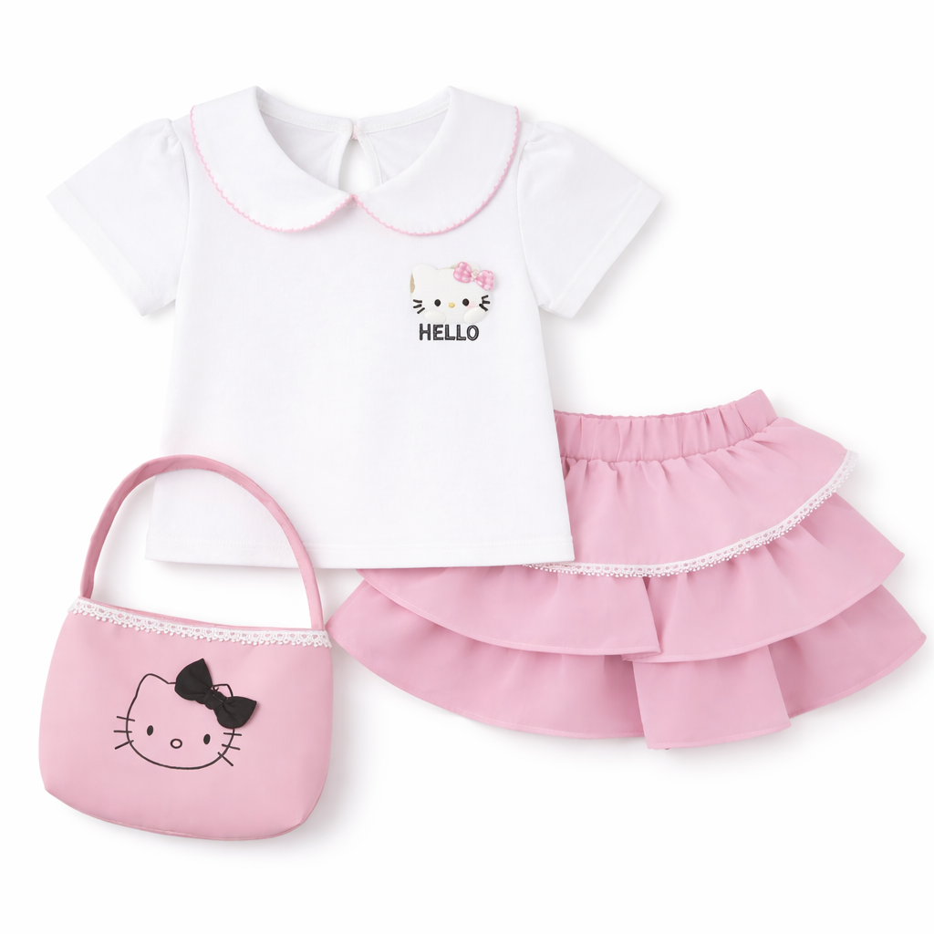 Cute Kitty Skirt Co-ord Set