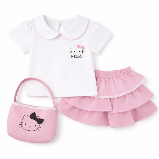 Cute Kitty Skirt Co-ord Set
