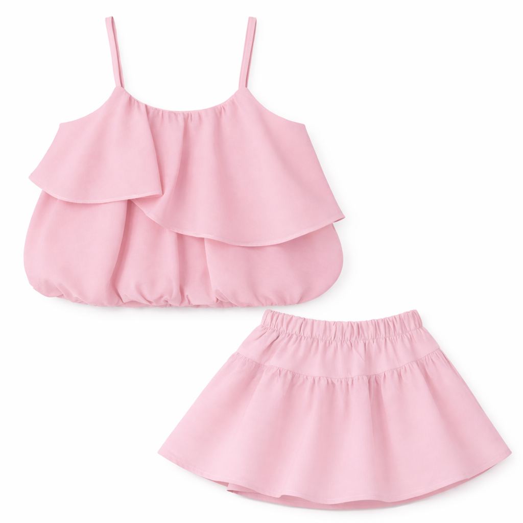 Blush bow ruffle coord set