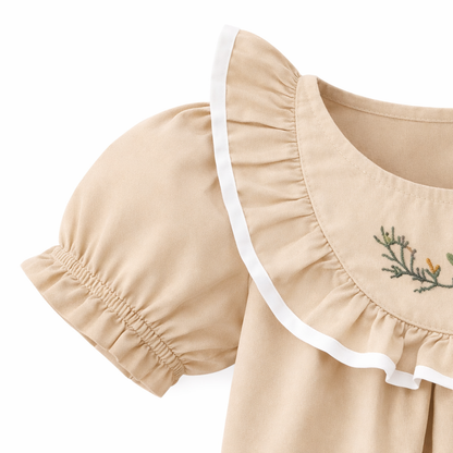 Floral Collar Puff Sleeve Dress