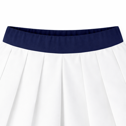 white Polo Pleated Skirt Set